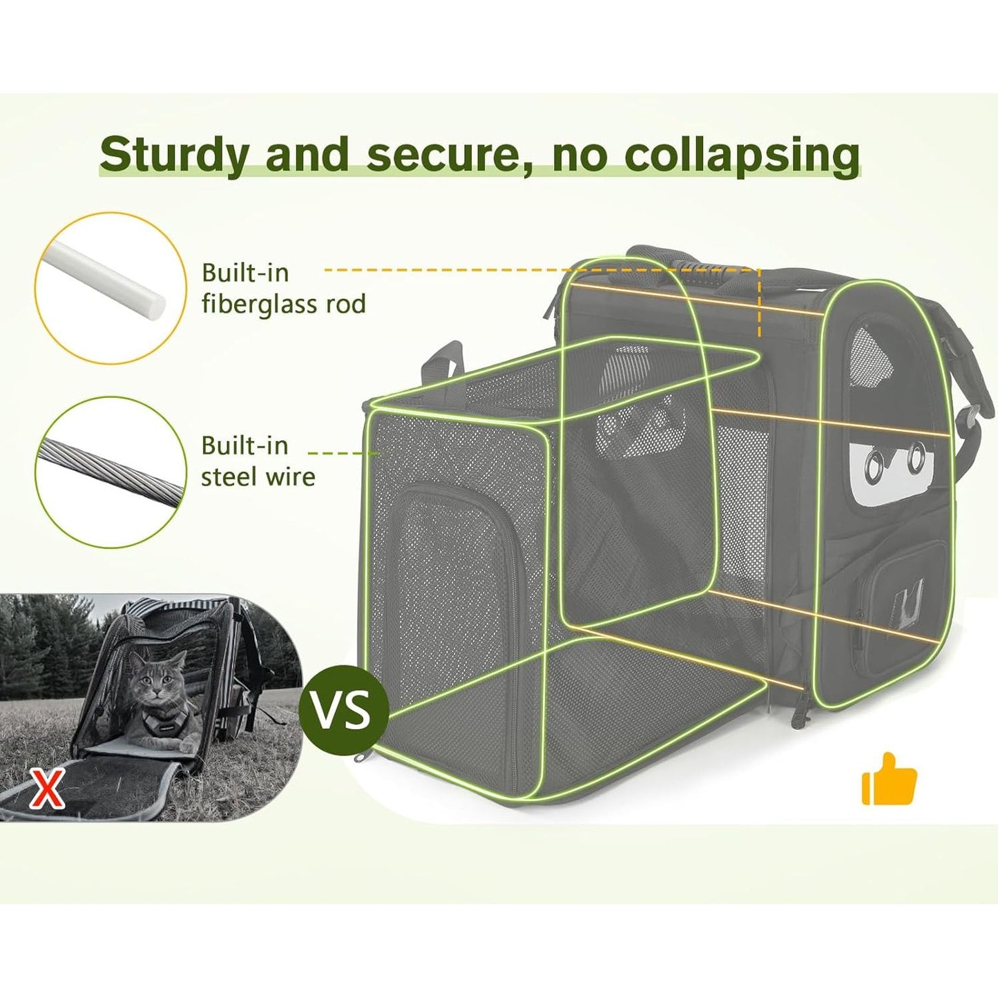 Dog Carrier Backpack Expandable, Pet Backpack Carrier for Small Dogs & Cats up to 18 Lbs, Waterproof & Breathable Mesh Design, Ideal for Hiking, Travel, Camping, and Outdoor Adventures Black