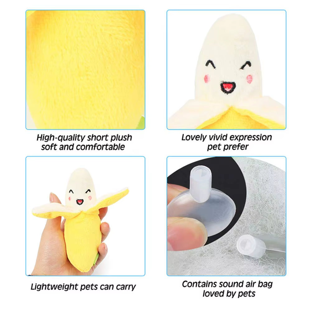 Pet Supply 1Pc Plush Banana Shape Dog Squeak Sound Toys Fruit Interactive Cat Dog Toy