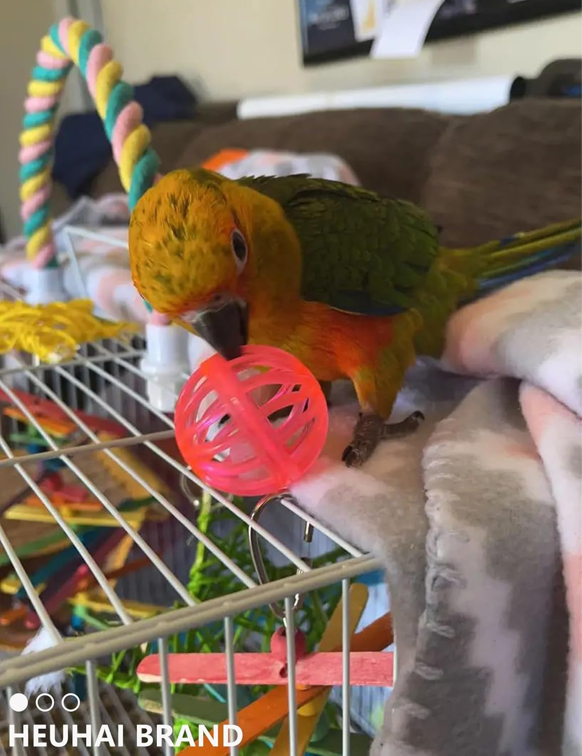 Bird Toys 18 Pcs Set, Colorful Plastic & Woven Rattan Balls with Bells for Parrots & Small Birds - Safe, Strong, & Stimulating Play for Beak Health & Foot Flexibility