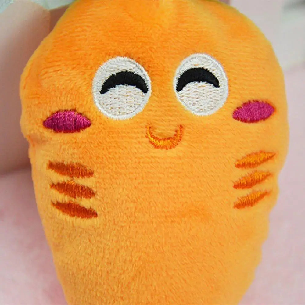 Pet Soft Fleece Smiling Carrot Chew Squeak Toys for Small Dog Puppy Squeaky Plush Sound Cute Vegetable