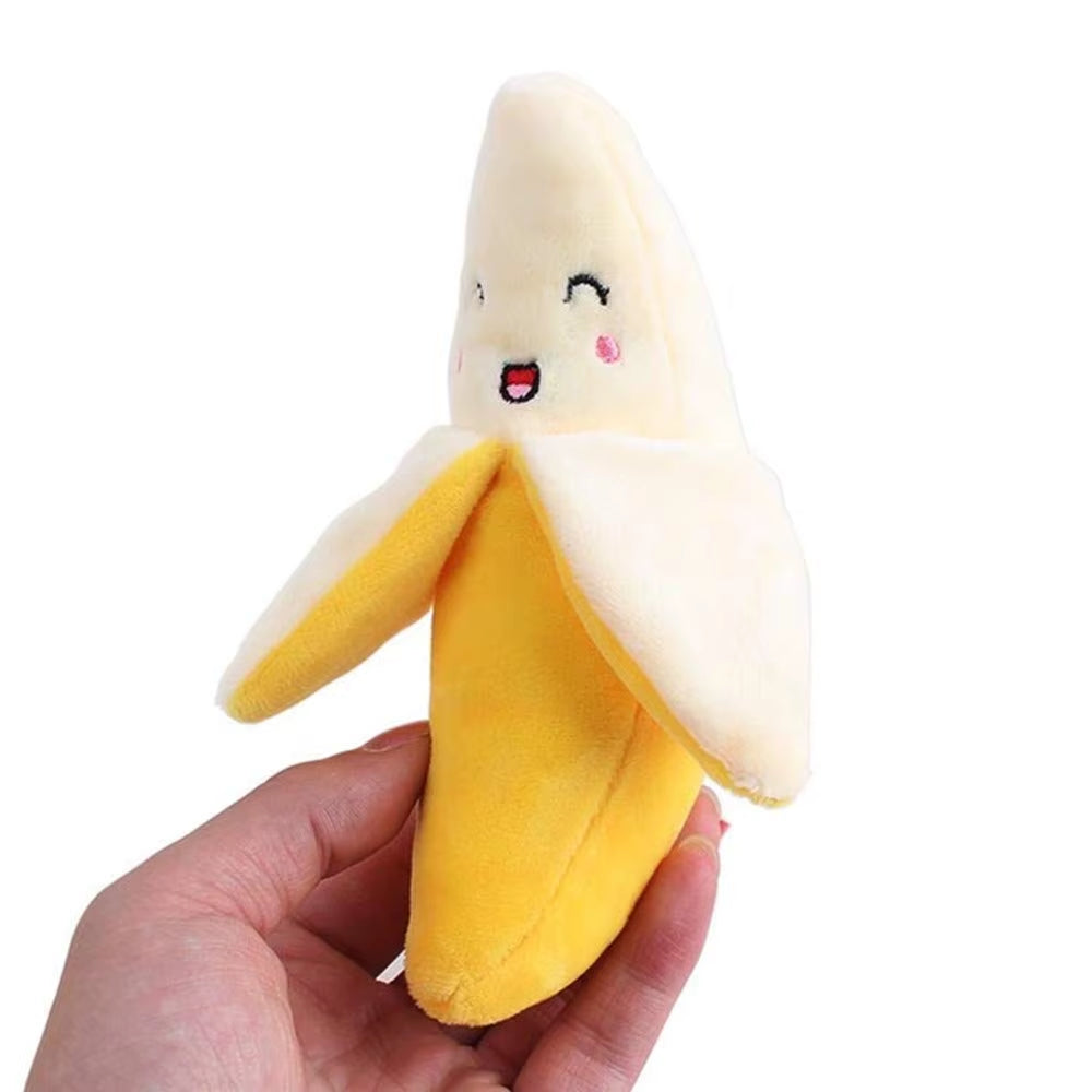 Pet Supply 1Pc Plush Banana Shape Dog Squeak Sound Toys Fruit Interactive Cat Dog Toy
