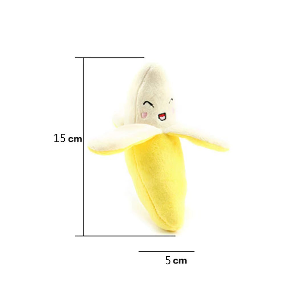Pet Supply 1Pc Plush Banana Shape Dog Squeak Sound Toys Fruit Interactive Cat Dog Toy