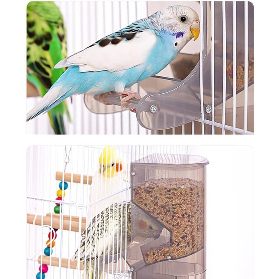 Automatic Bird Feeder No-Mess Bird Feeder Parrot Feeder Cage Accessories for Budgerigar Canary Lovebord Finch Parakeet