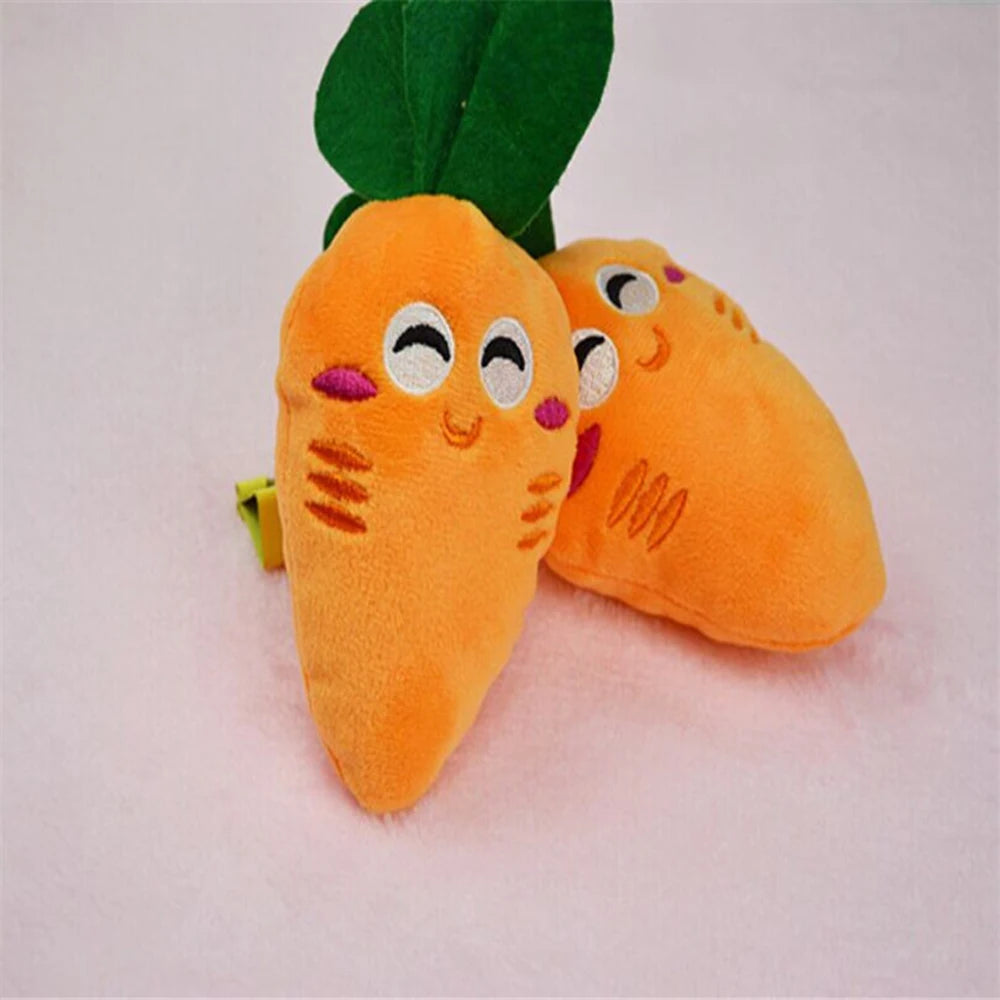 Pet Soft Fleece Smiling Carrot Chew Squeak Toys for Small Dog Puppy Squeaky Plush Sound Cute Vegetable