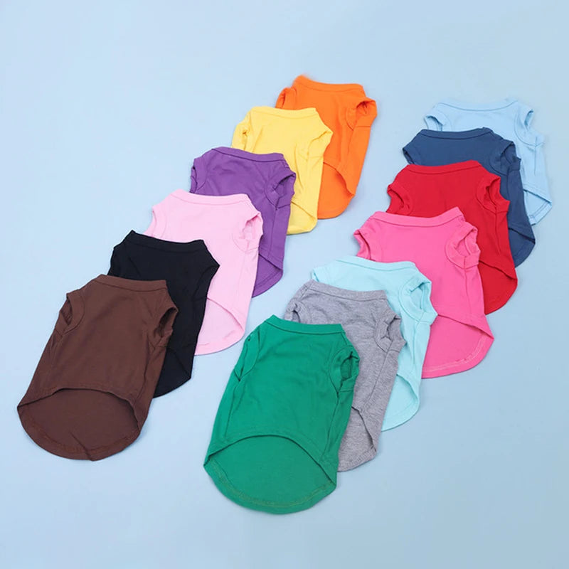 XS-3XL Summer Pure Cotton Puppy Blank Dog Shirt Clothes Soft Plain Doggy Vest Cat Bottoming T Shirts for Small Medium Large Dogs