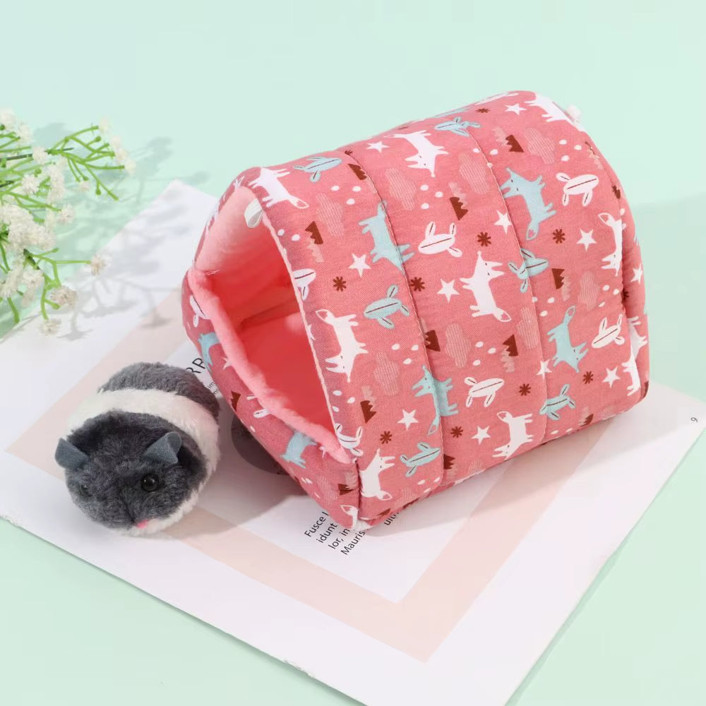 DIY Cute Mini Cage Rabbit Squirrel Winter Warm Mat Guinea Pig Nest Hamster House Small Animal Sleeping Bed Pet Hanging Cage