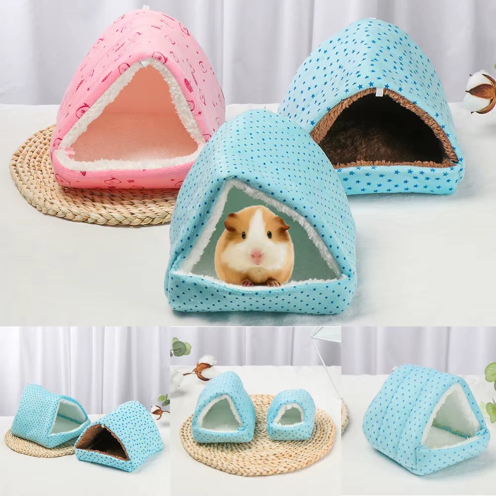 Soft Hamster House Guinea Pig Warm Mat Nest Small Animal Sleeping Bed Winter Comfortable Plush Hamster House Cave Pets Supplies