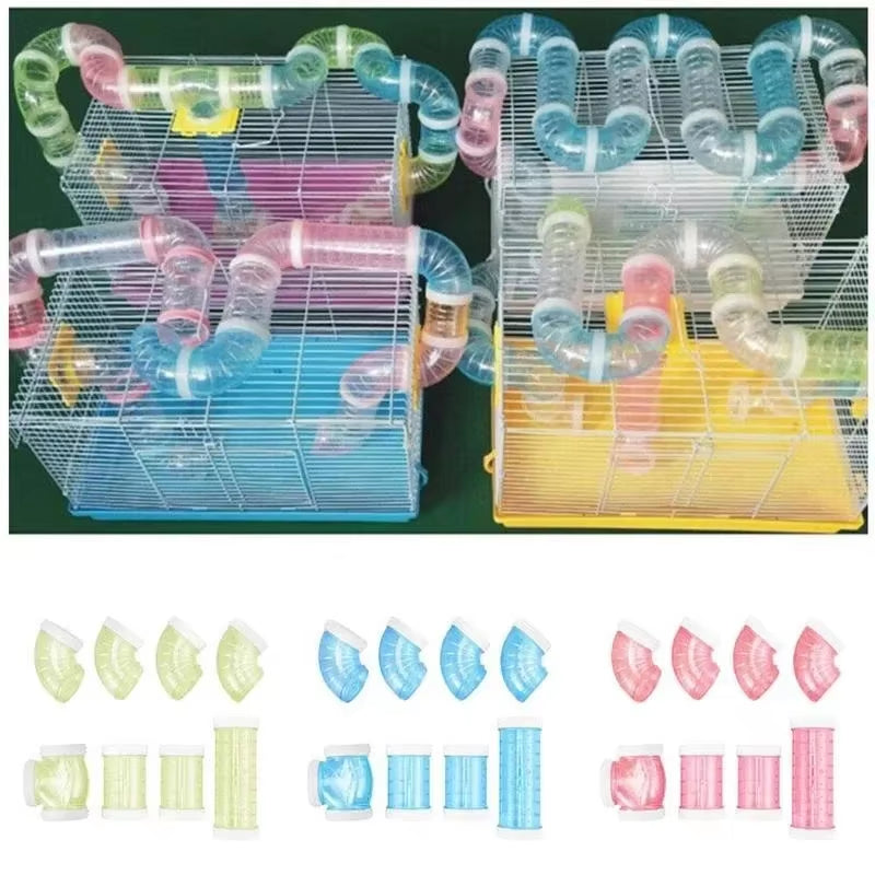 8 Pcs/Set DIY Hamster Tunnel Toy Pet Sports Training Pipeline Transparent Runway Toy Pet Hamster Game Tool