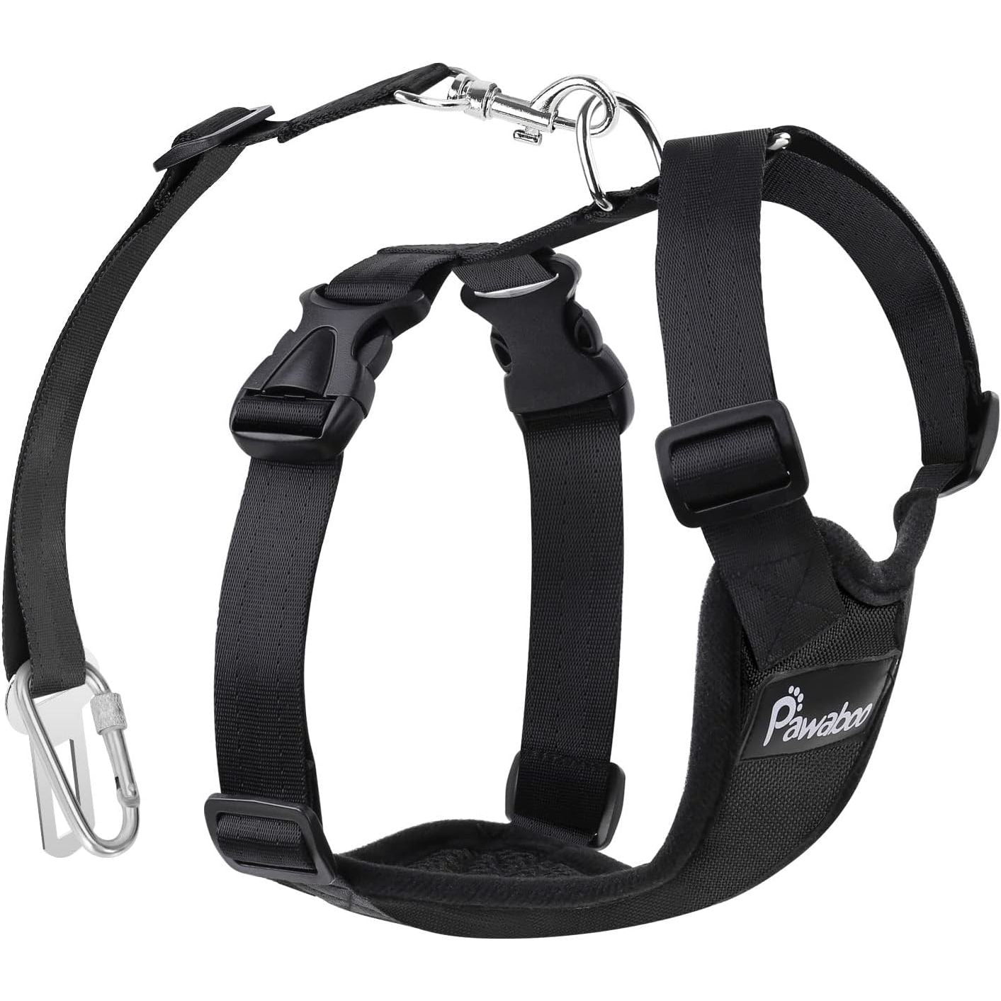 Dog Safety Vest Harness, Pet Car Harness Vehicle Seat Belt with Adjustable Strap and Buckle Clip, Easy Control for Driving Traveling Safety for Small Medium Dogs Cats, Medium, Black