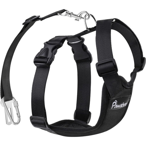 Dog Safety Vest Harness, Pet Car Harness Vehicle Seat Belt with Adjustable Strap and Buckle Clip, Easy Control for Driving Traveling Safety for Small Medium Dogs Cats, Medium, Black