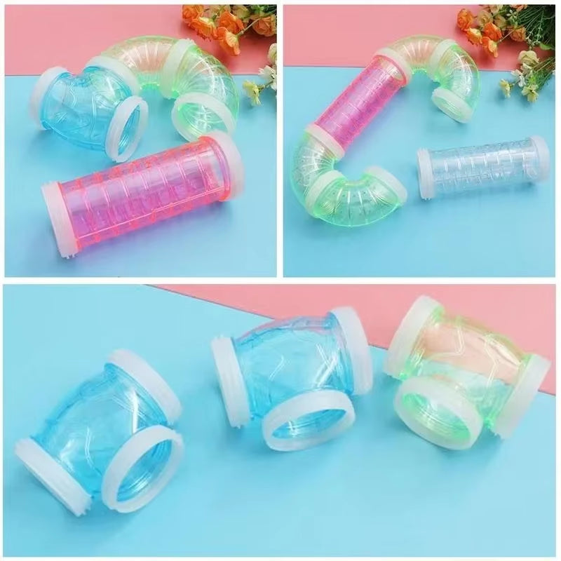 8 Pcs/Set DIY Hamster Tunnel Toy Pet Sports Training Pipeline Transparent Runway Toy Pet Hamster Game Tool