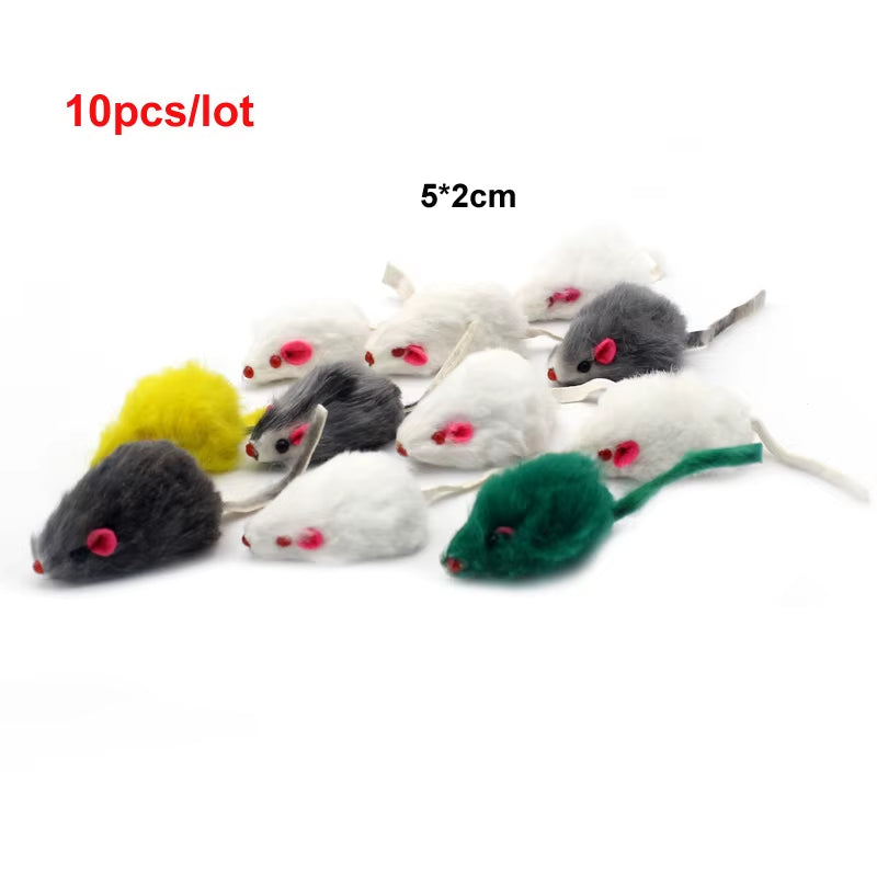 Rabbit Fur False Mouse Pet Cat Toys Feather Rainbow Ball Toy Cayts Funny Playing Toys for Cats Kitten Fish Cat Toy