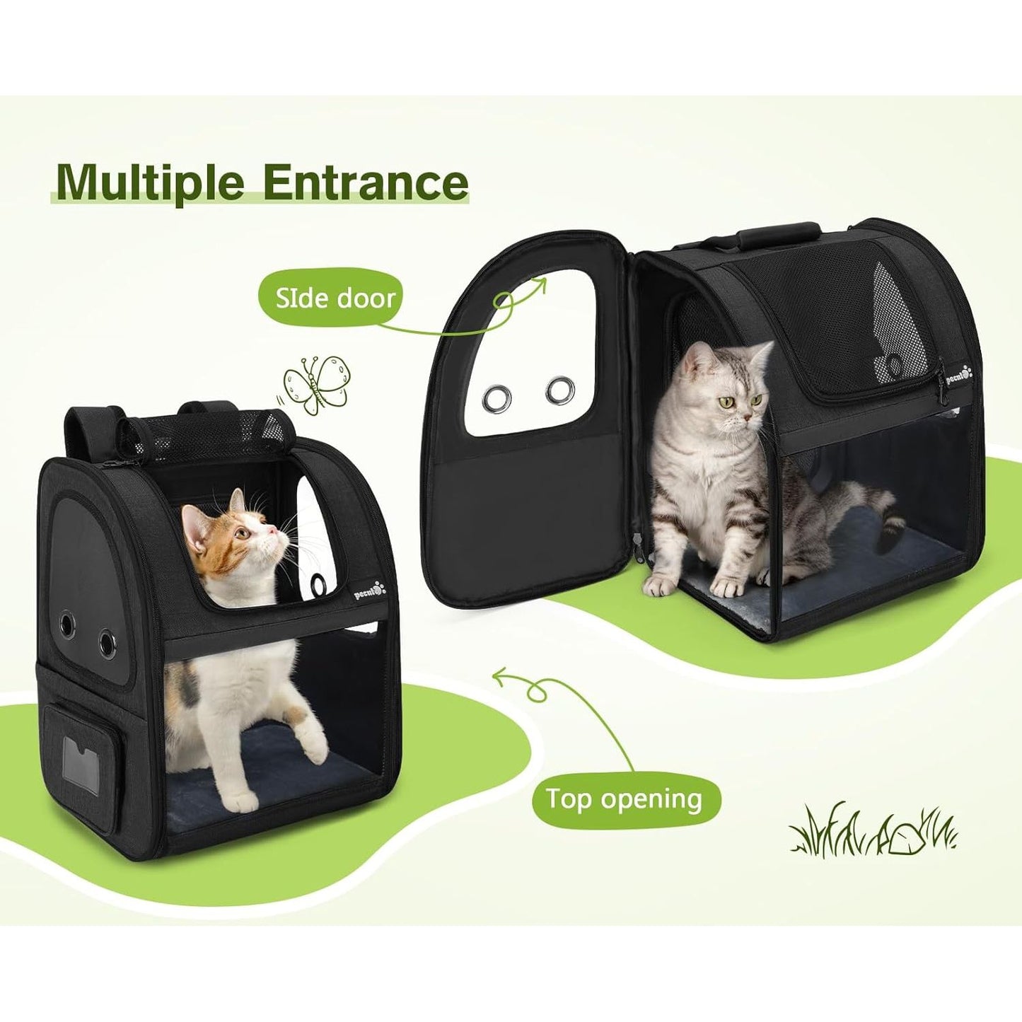 Dog Carrier Backpack Expandable, Pet Backpack Carrier for Small Dogs & Cats up to 18 Lbs, Waterproof & Breathable Mesh Design, Ideal for Hiking, Travel, Camping, and Outdoor Adventures Black