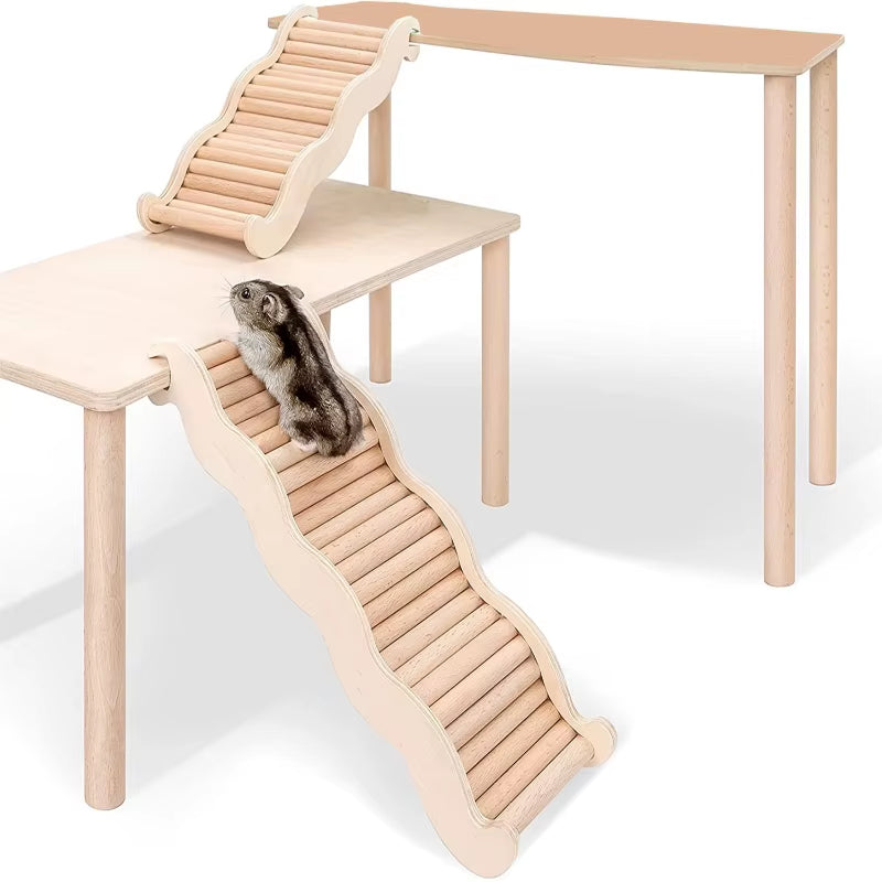 Hamster Climbing Ladder Wooden Bridge Small Pet Chew Toys Cage Decor Accessories