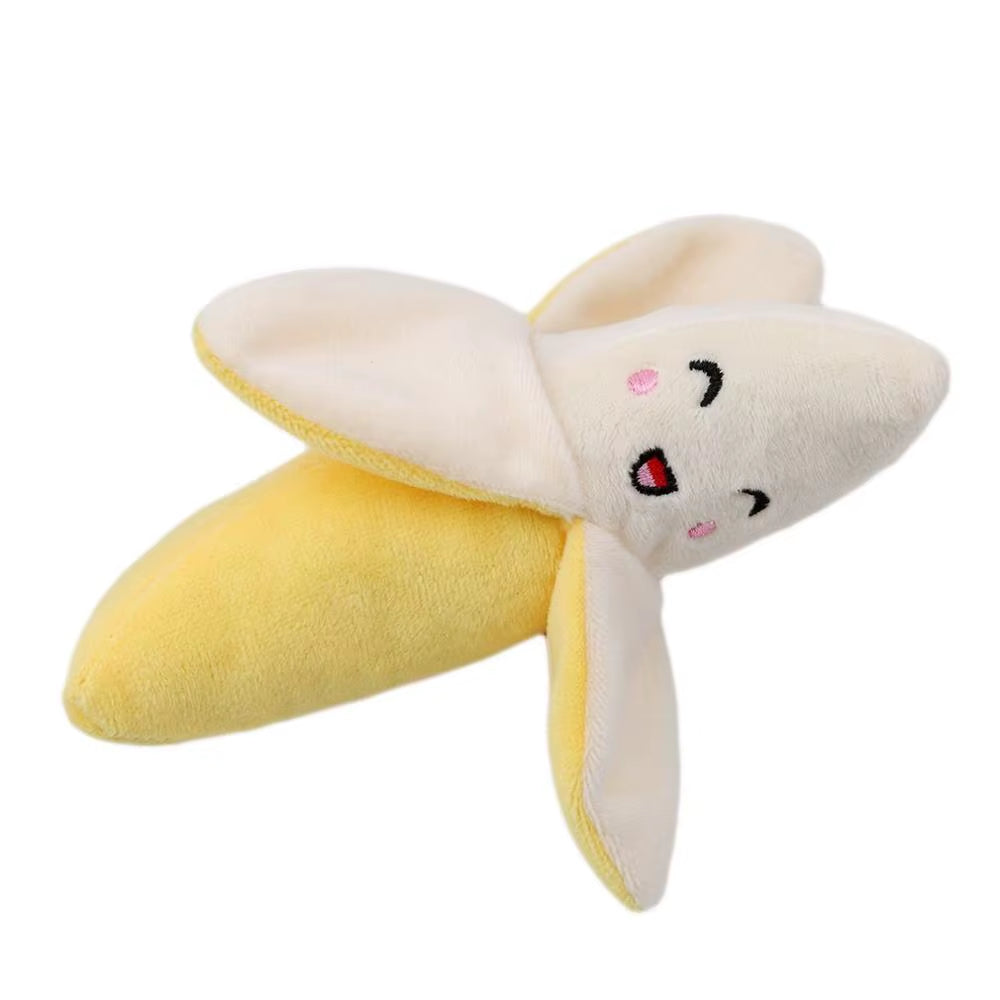 Pet Supply 1Pc Plush Banana Shape Dog Squeak Sound Toys Fruit Interactive Cat Dog Toy