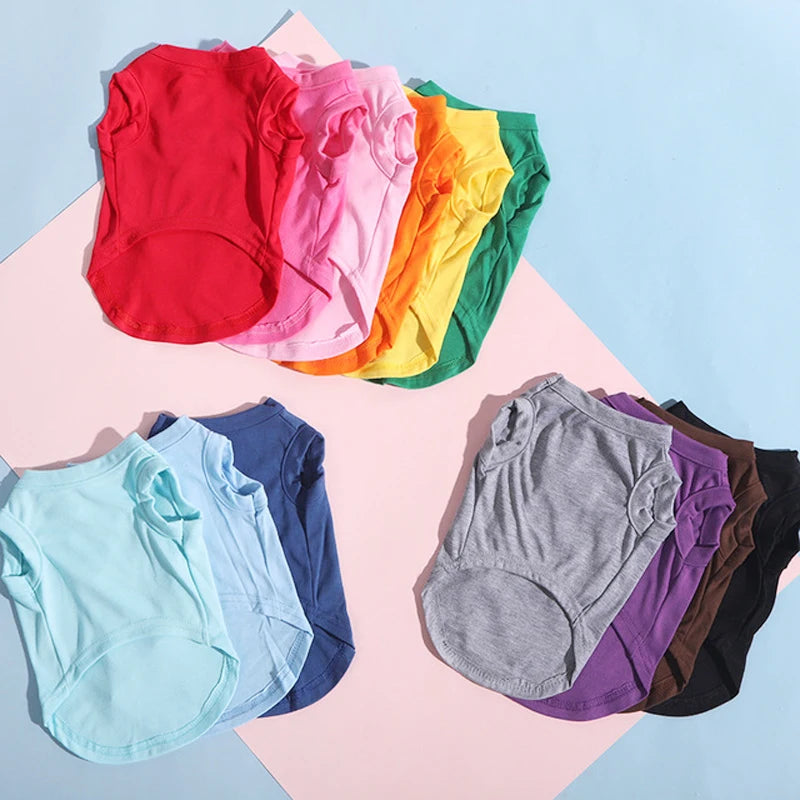 XS-3XL Summer Pure Cotton Puppy Blank Dog Shirt Clothes Soft Plain Doggy Vest Cat Bottoming T Shirts for Small Medium Large Dogs