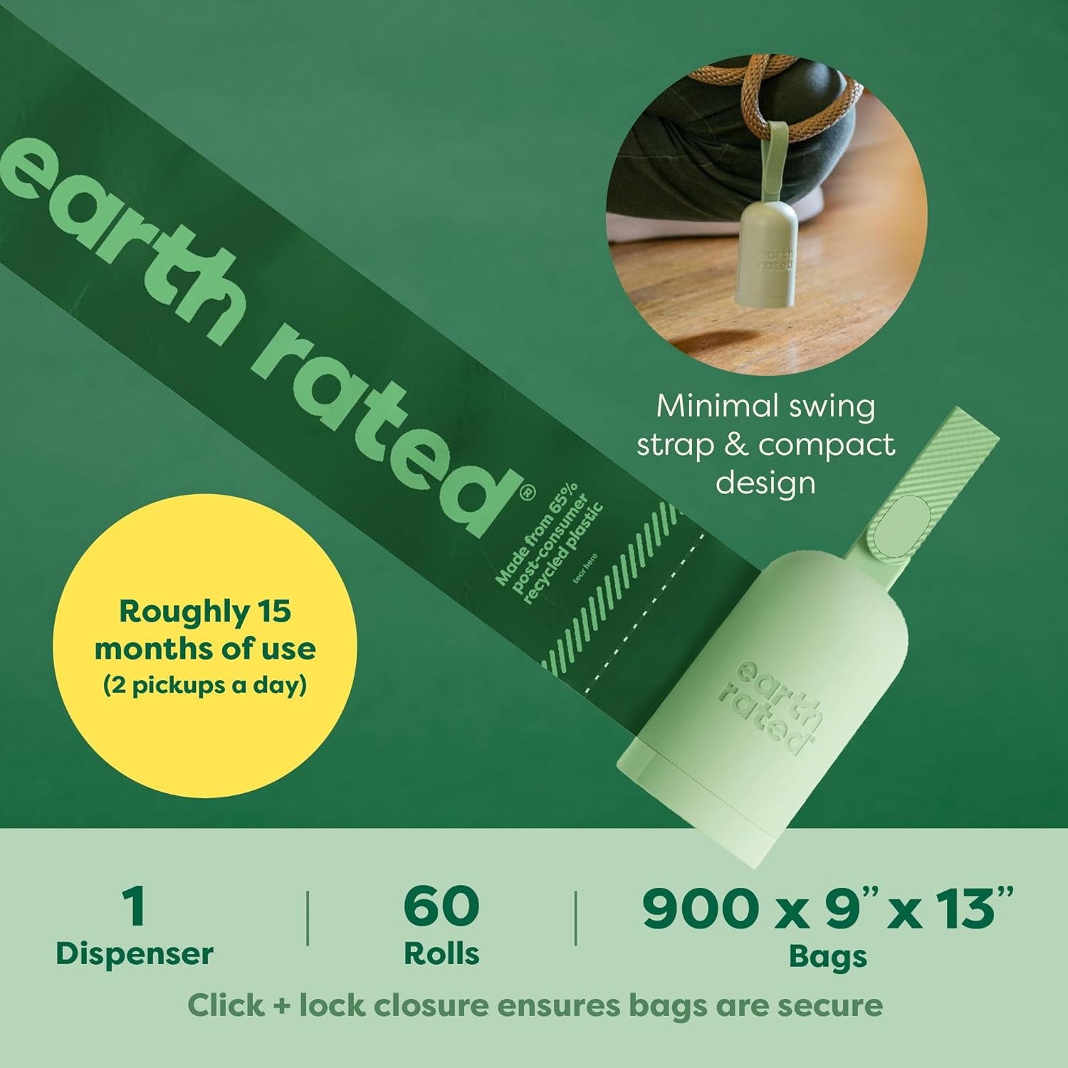 (A Canadian Company), Dog Poop Bag Holder with Dog Poop Bags Rolls, Durable and Guaranteed Leakproof, Lavender Scented, 1 Dispenser and 900 Bags