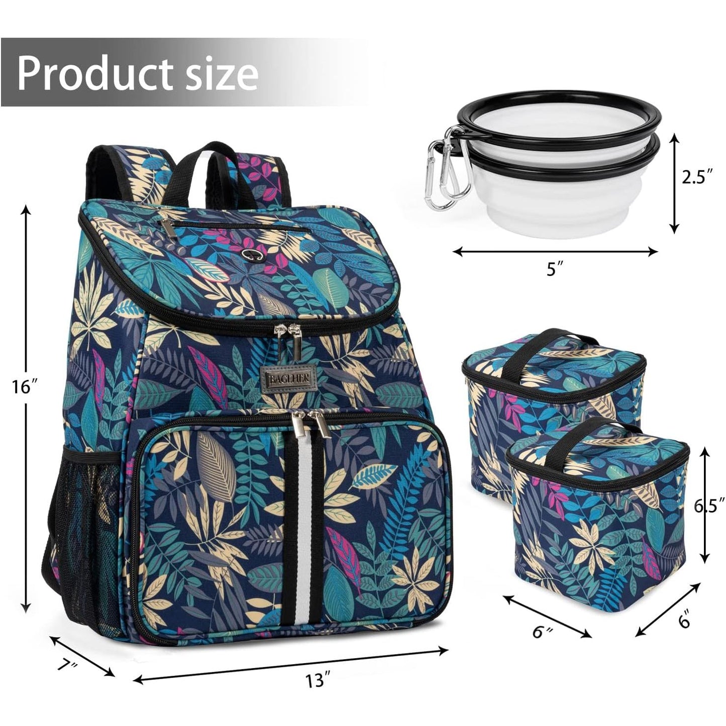 丨Dog Travel Bag, Airline Approved Pet Supplies Backpack, Dog Travel Backpack with 2 Silicone Collapsible Bowls and 2 Food Baskets