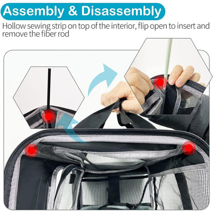 TSA Approved Pet Carrier for Small Medium Cats and Dogs | Dog Carrier with Adequate Ventilation | 4 Mesh Windows, 3 Entrance, Locking Safety Zippers, Padded Shoulder Strap, Black