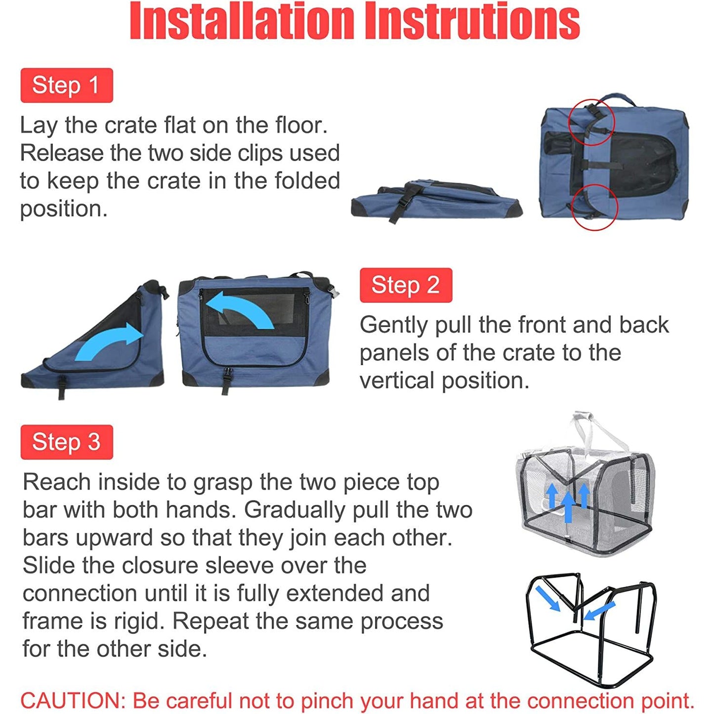 Large Cat Carrier 24"X16.5"X16.5" Portable Dog Crate for Small Medium Dogs Collapsible Traveling Pet Crate with Collapsible Bowl