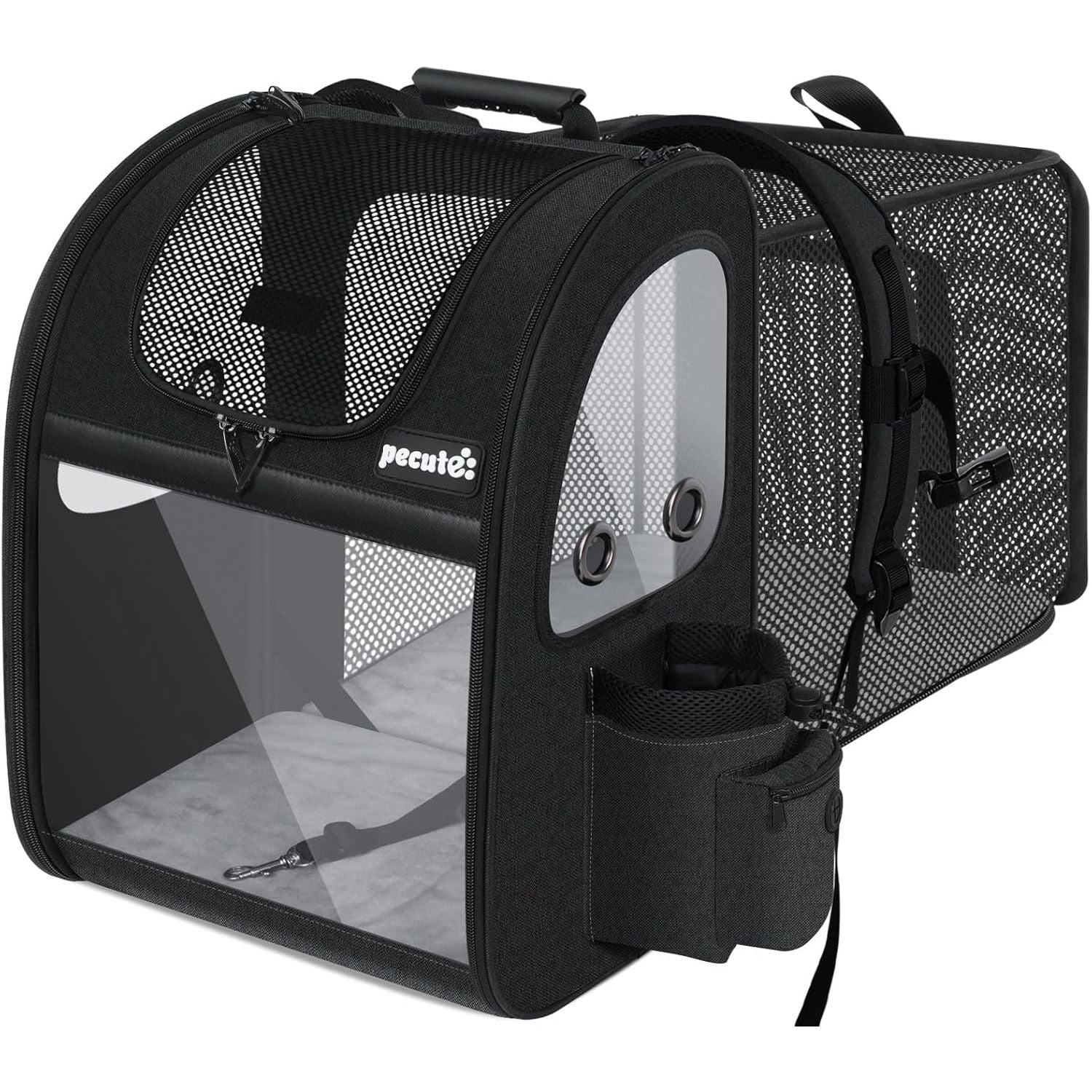 Dog Carrier Backpack Expandable, Pet Backpack Carrier for Small Dogs & Cats up to 18 Lbs, Waterproof & Breathable Mesh Design, Ideal for Hiking, Travel, Camping, and Outdoor Adventures Black