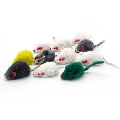 Rabbit Fur False Mouse Pet Cat Toys Feather Rainbow Ball Toy Cayts Funny Playing Toys for Cats Kitten Fish Cat Toy