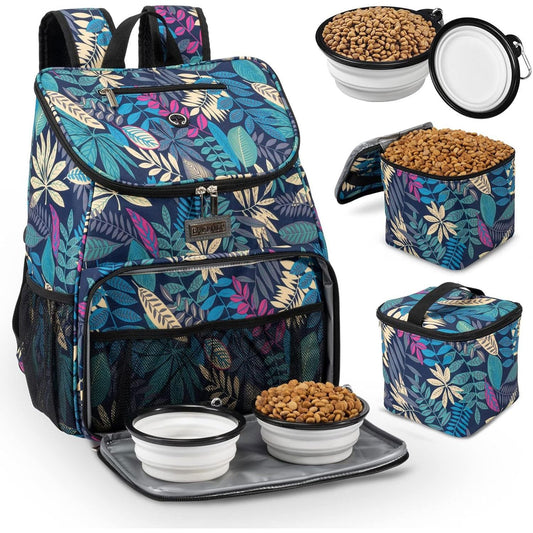 丨Dog Travel Bag, Airline Approved Pet Supplies Backpack, Dog Travel Backpack with 2 Silicone Collapsible Bowls and 2 Food Baskets