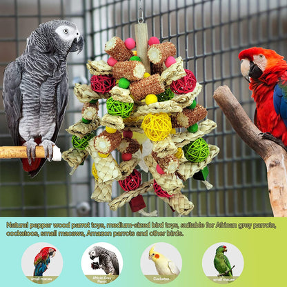 Parrot Toys, Natural Corn Cob Chewable Bird Toys for African Grey Parrots and Various Amazon Parrots, Macaw Food Grade Toys, Love Birds Parrot Cage Toys.