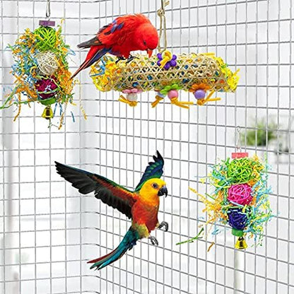 SHANTU 3Pack Bird Chewing Toys Foraging Shredder Toy Parrot Cage Shredder Toy Bird Loofah Toys Foraging Hanging Toy for Cockatiel Conure African Grey Parrot