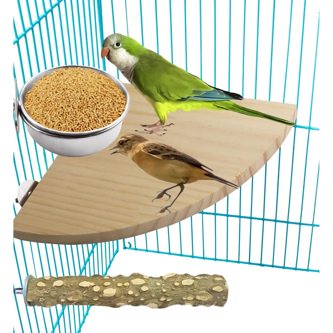 3 Pack Bird Feeding Bowls Cups Parrot Food Water Dishes, Stainless Steel Bird Bowl Cup Dish with Clamp, Birdcage Feeder Pet Cage Bowls for Cockatiel Budgie Conure Macaw Parakeet Small Animal