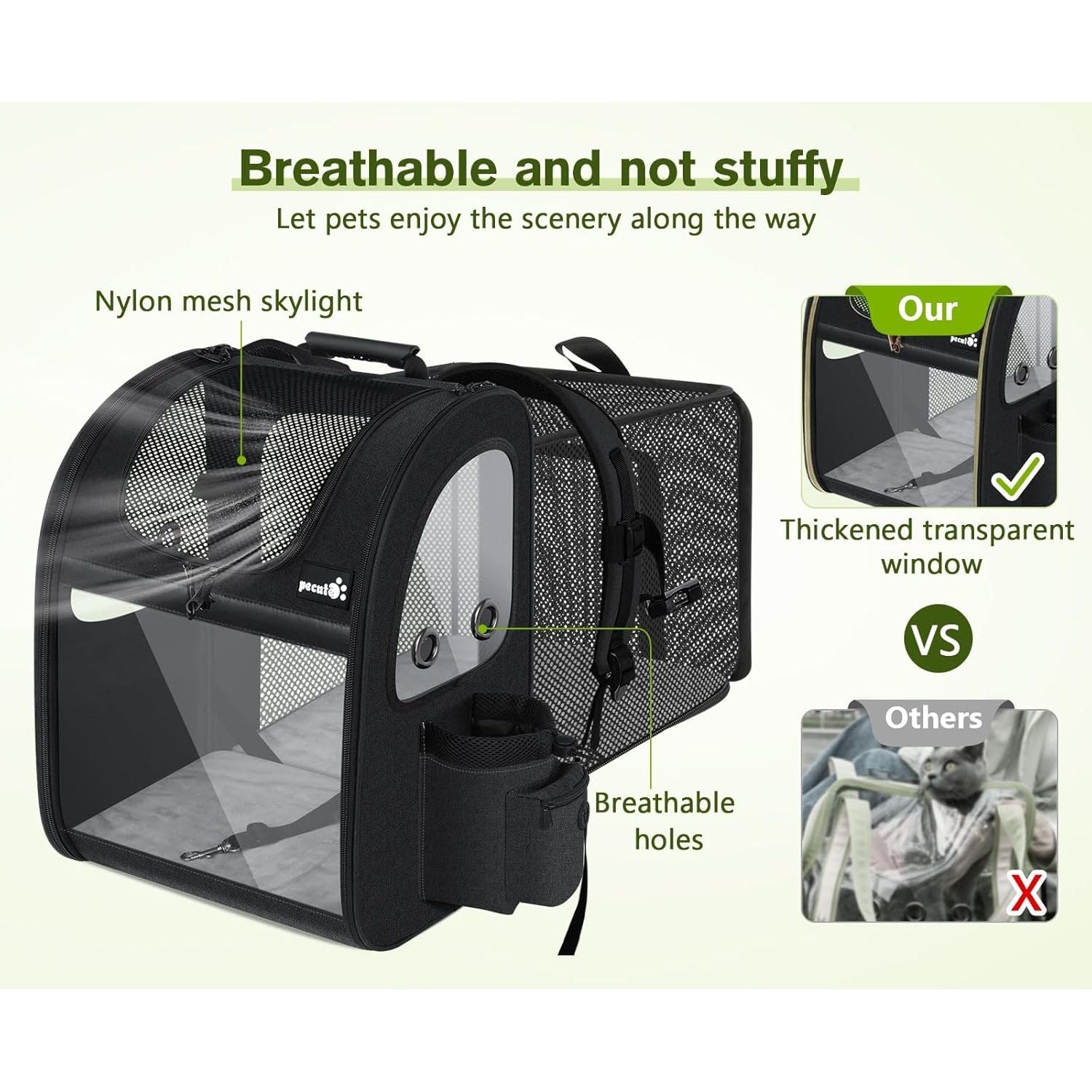 Dog Carrier Backpack Expandable, Pet Backpack Carrier for Small Dogs & Cats up to 18 Lbs, Waterproof & Breathable Mesh Design, Ideal for Hiking, Travel, Camping, and Outdoor Adventures Black