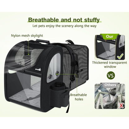 Dog Carrier Backpack Expandable, Pet Backpack Carrier for Small Dogs & Cats up to 18 Lbs, Waterproof & Breathable Mesh Design, Ideal for Hiking, Travel, Camping, and Outdoor Adventures Black