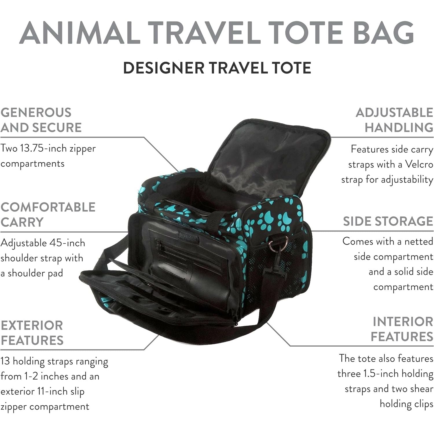 Professional Animal Pet Travel Bag, Turquoise #97764-300