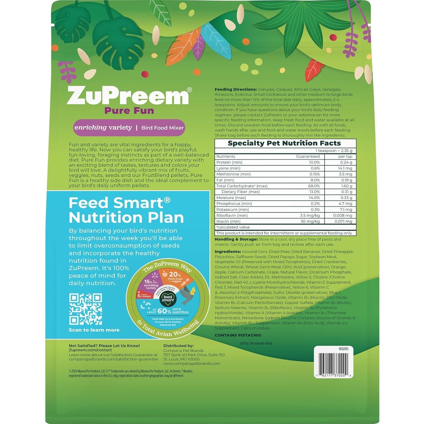 Pure Fun Parrots & Conures Bird Food 2 Pk 2 Lbs
