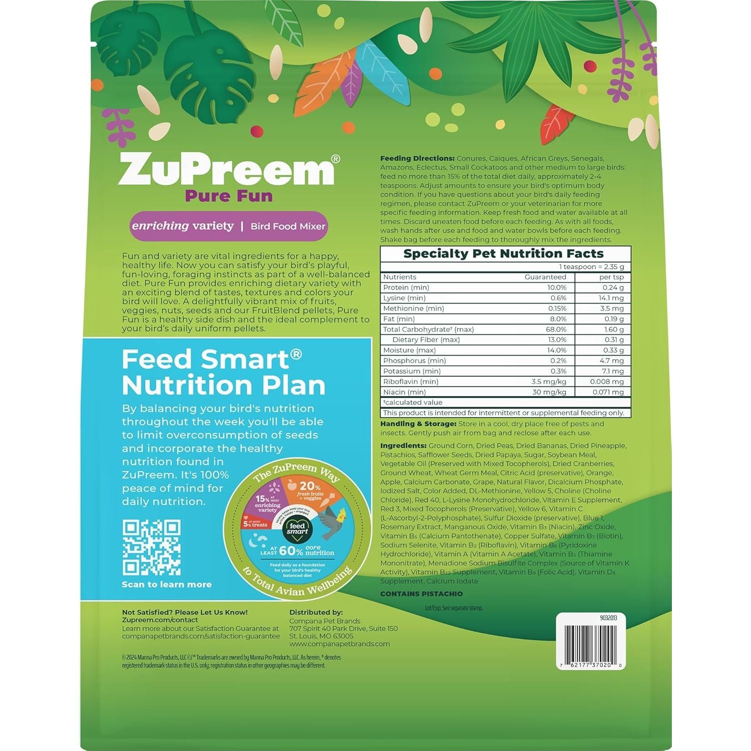 Pure Fun Parrots & Conures Bird Food 2 Pk 2 Lbs