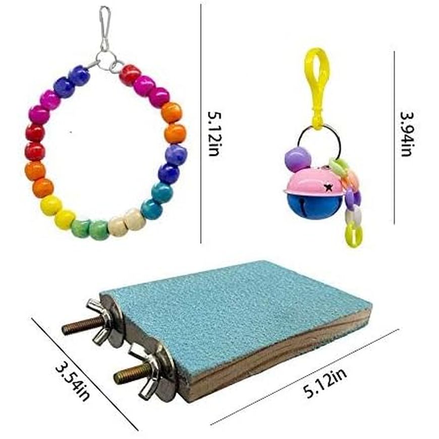 8 Packs Bird Swing Chewing Toys- Parrot Hammock Bell Toys Suitable for Small Parakeets, Cockatiels, Conures, Finches,Budgie,Macaws, Parrots, Love Birds