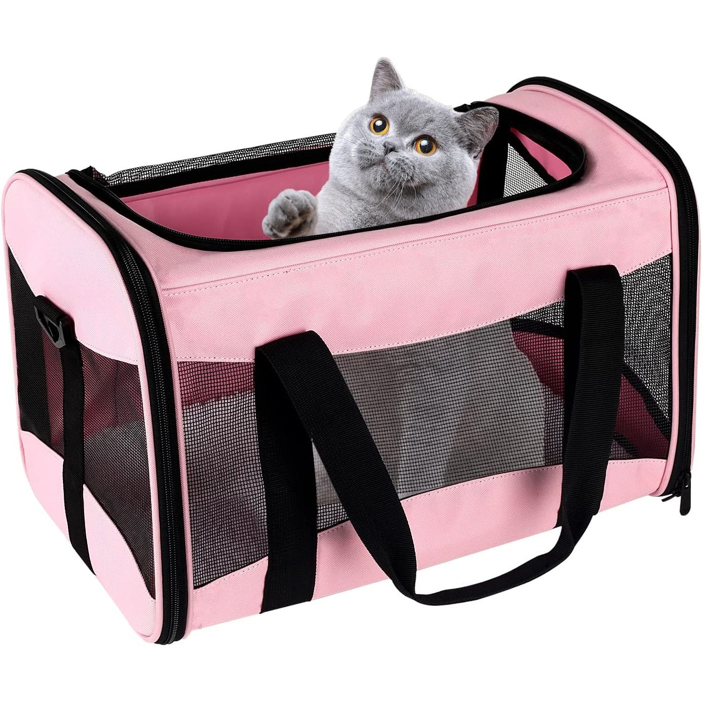 Cat Carrier Large Dog Cat Carriers Puppies up to 30Lbs, Big Dog Carrier Soft Sided, Collapsible Travel Puppy Carrier (X-Large, Pink)