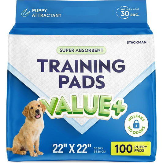 Pee Pads for Dog & Puppy Training [100-COUNT] Pet Potty Pads for Small Dogs 22" X 22" Leak-Proof Design - Quick-Dry Surface - Heavy Duty Absorbent Disposable Wee Pad - Dog & Puppy Products Bulk Pack