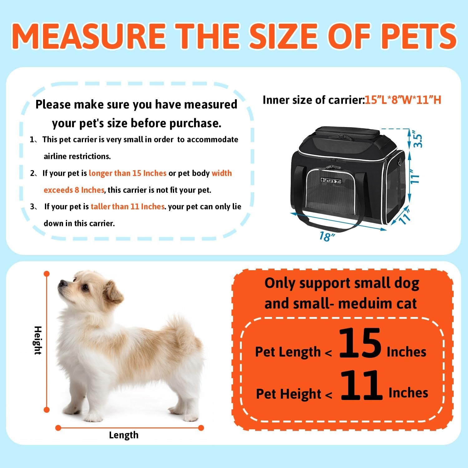 Top-Expandable Pet Carrier with Wheels 18X11X11 Inches Delta American United Airline Approved, Soft-Sided Carrier for Small Cats Dogs with Locking Safety Zippers and Anti-Scratch Mesh(Black)