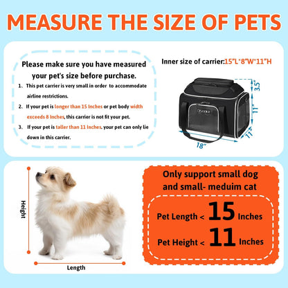 Top-Expandable Pet Carrier with Wheels 18X11X11 Inches Delta American United Airline Approved, Soft-Sided Carrier for Small Cats Dogs with Locking Safety Zippers and Anti-Scratch Mesh(Black)