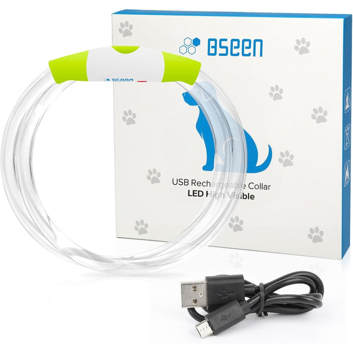 Led Dog Collar,  USB Rechargeable Flash Dog Necklace Light, Pet Safety Collar Makes Your Beloved Dogs Be Seen at Night for Small Medium Large Dogs