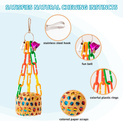 Bird Toys Parakeet Toy Parrot Chewing Shredding Foraging Toys with Rope Perch Hanging Toys Bird Cage Accessories for Cockatiel Conure Budgies Lovebird 5 Pack