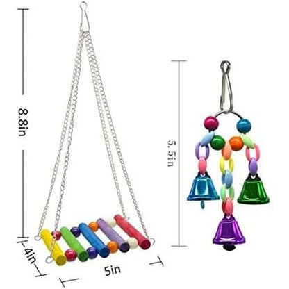 8 Packs Bird Swing Chewing Toys- Parrot Hammock Bell Toys Suitable for Small Parakeets, Cockatiels, Conures, Finches,Budgie,Macaws, Parrots, Love Birds
