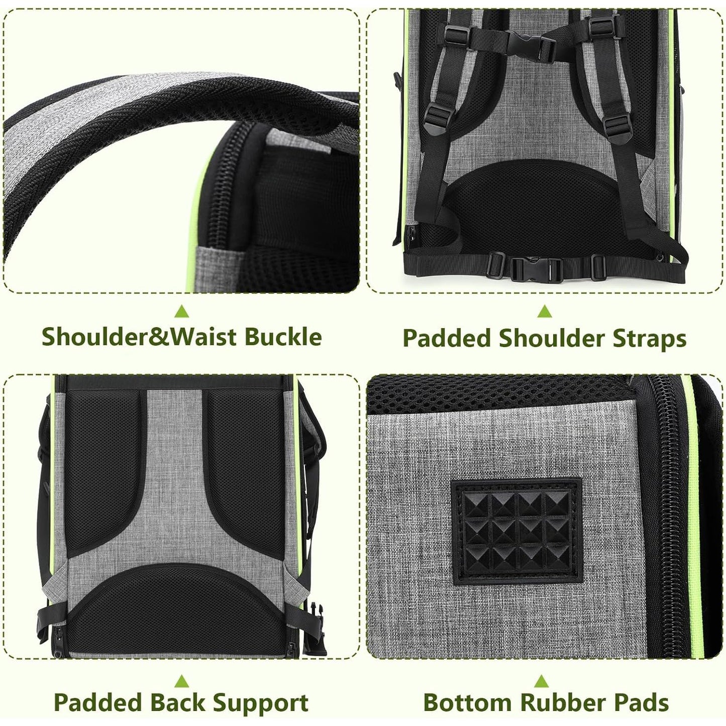 Bird Carrier Backpack, Parrots Bird Backpack with Visible Window, Adjustable Height Standing Perch, Feeding Cans, Waterproof Pads, Lightweight Foldable Birds Travel Cage for Hiking Camping