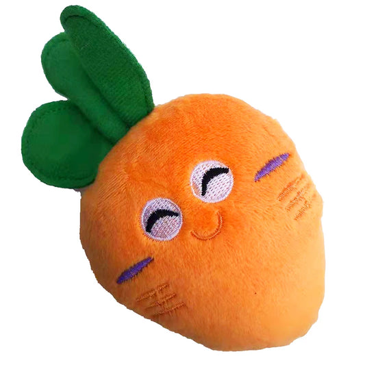 Pet Soft Fleece Smiling Carrot Chew Squeak Toys for Small Dog Puppy Squeaky Plush Sound Cute Vegetable