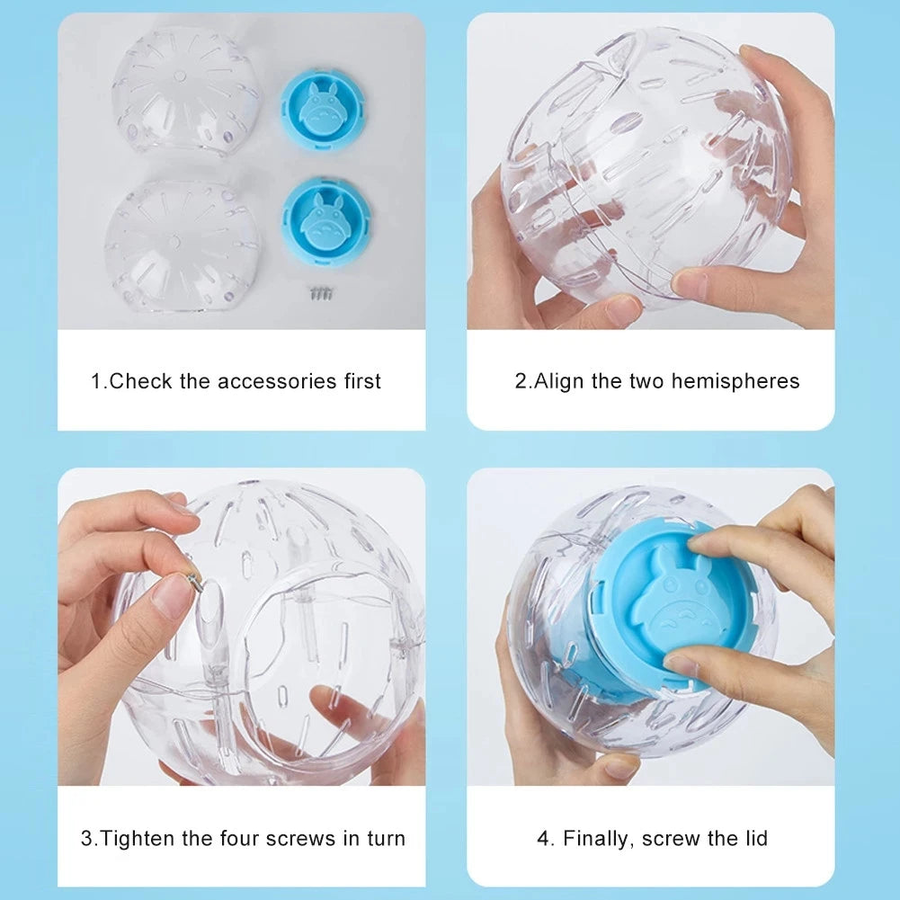 Mini Plastic Funny Hamster Running Toy Silent Rotatory Jogging Wheel Chinchilla Pet Gerbil Exercise Sport Ball for Small Animals