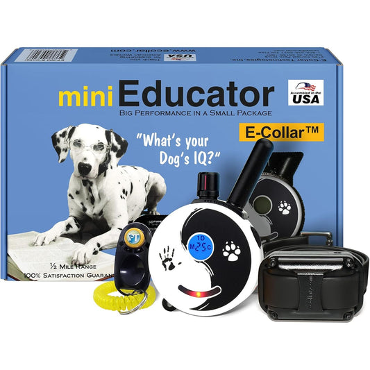E-Collar - ET-300ZEN - 1/2 Mile Remote Waterproof Trainer Mini  - Static, Vibration and Sound Stimulation Collar with Petstek Dog Training Clicker