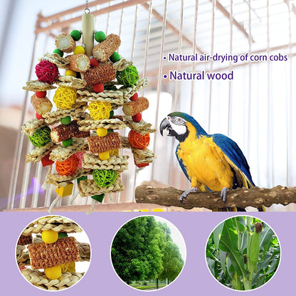 Parrot Toys, Natural Corn Cob Chewable Bird Toys for African Grey Parrots and Various Amazon Parrots, Macaw Food Grade Toys, Love Birds Parrot Cage Toys.