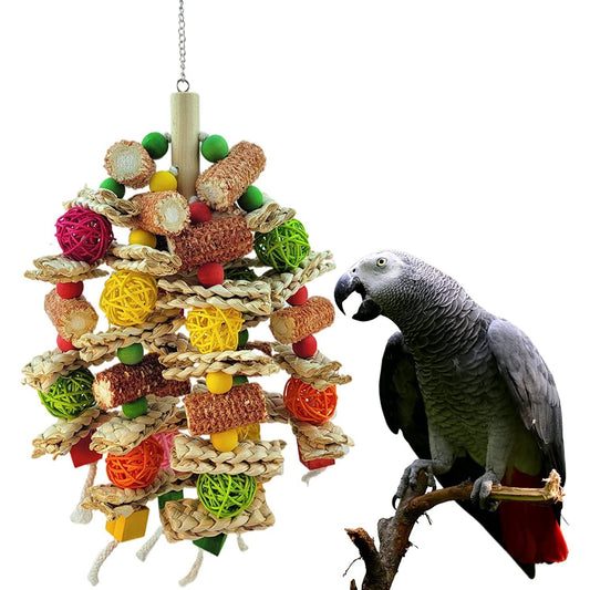 Parrot Toys, Natural Corn Cob Chewable Bird Toys for African Grey Parrots and Various Amazon Parrots, Macaw Food Grade Toys, Love Birds Parrot Cage Toys.