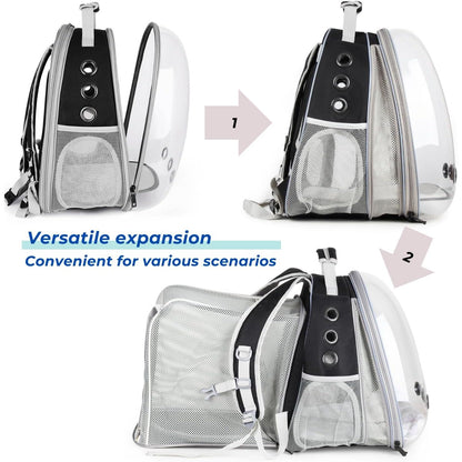 Cat Carrier Backpack, Bubble Dual Expandable Backpack Carrier, Pets and Small Dogs,Airline-Approved, Designed for Travel, Hiking, Walking & Outdoor Use (Dual Expandable-Black)